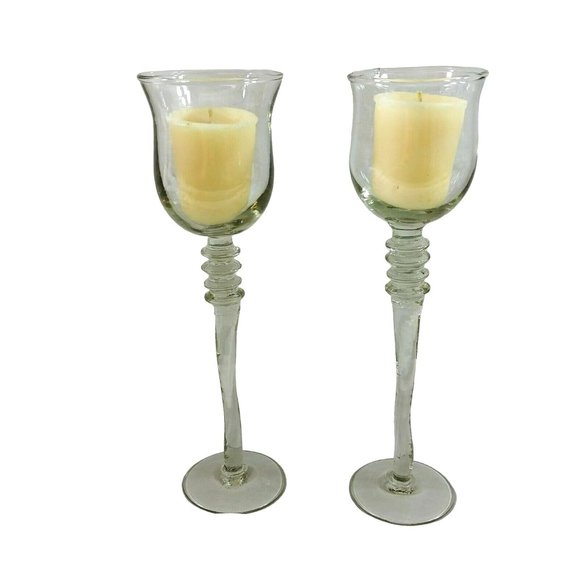 Cordial Aperitif Glasses or Votive Candle Holders Curvy Stems - Picture 1 of 8